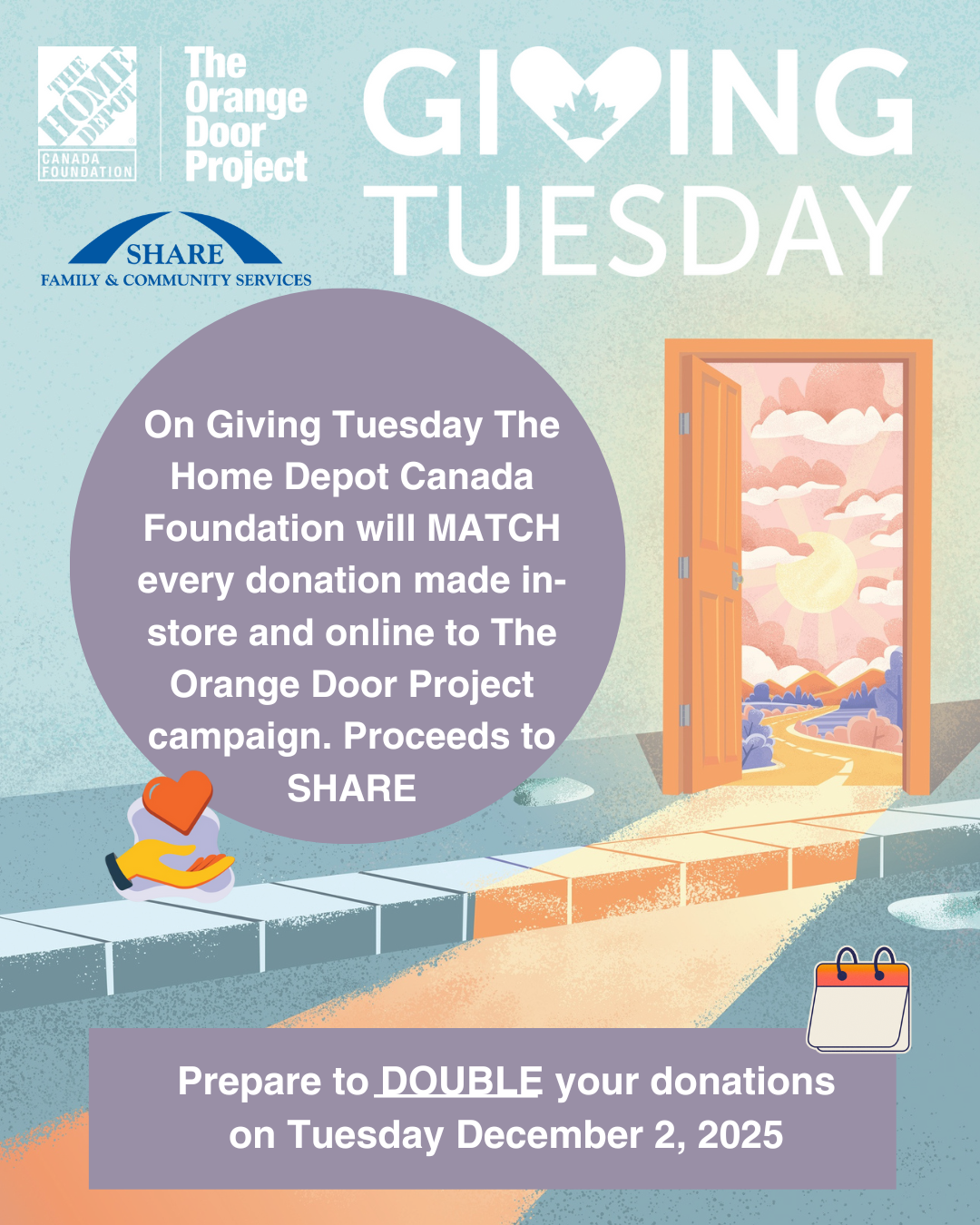 Orange Door Project Matching Donations on December 2